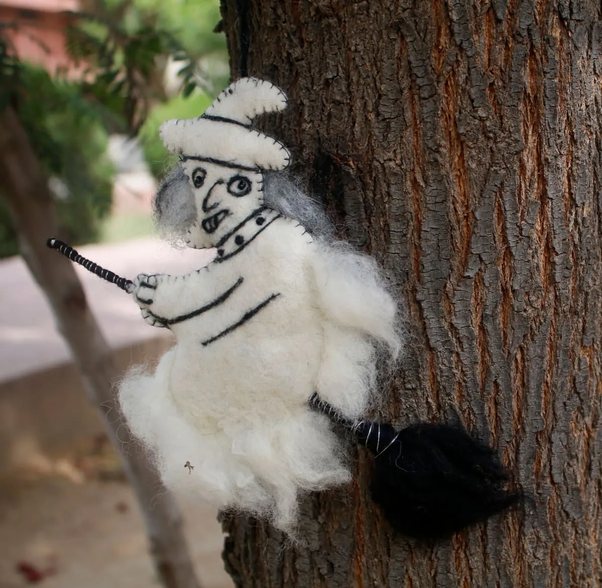 De Kulture Handmade Premium Wool Felt Hanging Witch Eco Friendly Needle Felted Stuffed Halloween Ornament Ideal for Home Office Party Decoration Holiday Décor, 7x0.5x10 (LWH) Inches